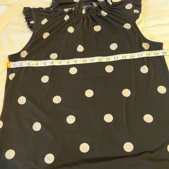 Adrianna Papell Ruffle front fuffle sleeve shirt, size M black with white - Picture 7 of 10